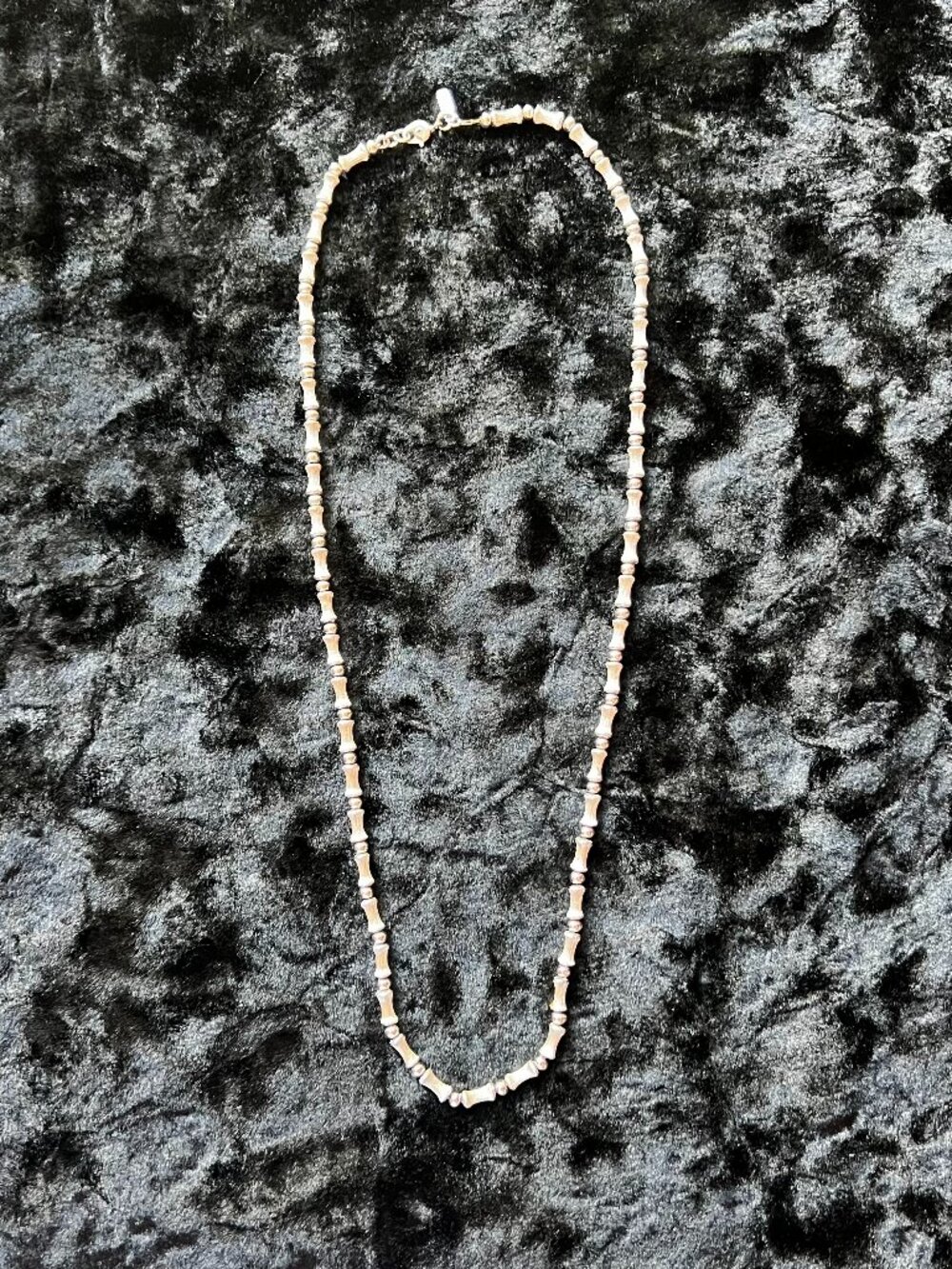 Monet Vintage Silver Tone Bamboo Link Necklace 26" Long Statement Jewelry